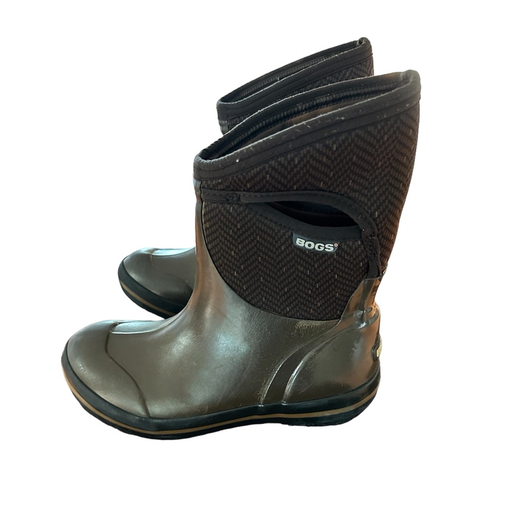 BOGS Womens Plimsoll Herringbone Mid Boot Sz 6 Brown Color
